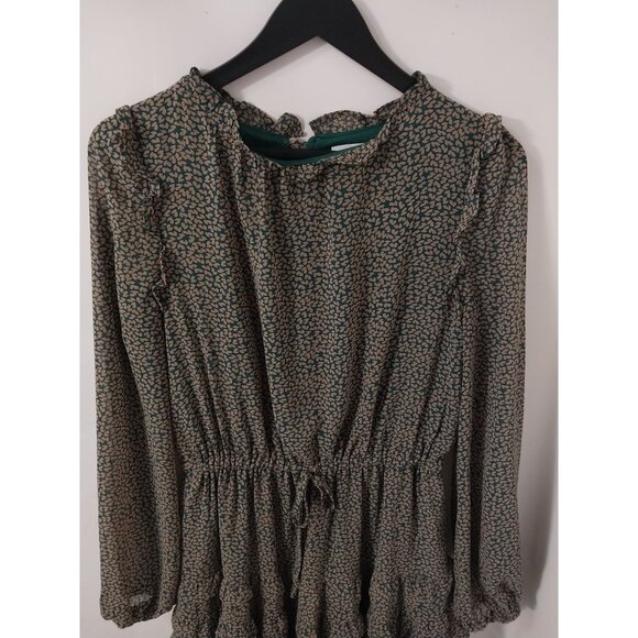 &Merci Ruffle Neck Long Sleeve Pocket Dress All Over Print Sz M - Picture 3 of 15